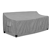 PureFit Outdoor Couch Cover Waterproof Patio Sofa Furniture Covers, 3-Seater Outdoor Cover with Air Vent and Handles, 78W x 35D x 35H Inches, Gray