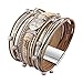 Jeilwiy Leather Wrap Bracelet Braided Cuff Bangle Tube Bracelet Charm Beads Boho Jewelry for Women, Lady, Wife, Teens Girl