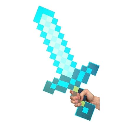 Spainbox Pixel Schwert aus Schaumstoff - Türkis Diamant