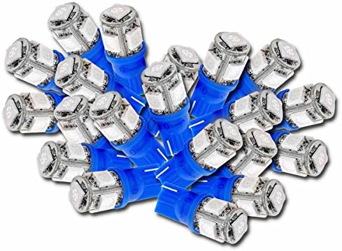 Zone Tech 5-smd Festoon Dome Light LED Bulbs - 20-Piece Premium Quality Blue 194 168 2825 5-smd BLUE High Power LED Car Lights