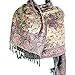 SILVERFEVER Silver Fever Pashmina - Jacquard Paisley Shawl - Stylish Scarf - Double Sided Wrap (Mauve/Tan)