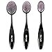 BYS Oval Silicone Blending Brush 3 Piece Foundation, Contour, Conceal - Purple Glitter