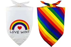 DUNFIRE 2pcs Pride Rainbow Dog Bandanas: Double Sided Puppy Bandanas Pet LGBT Party Scarf Triangle Bibs Handkerchief for Small Medium Large Breed Dogs Gift