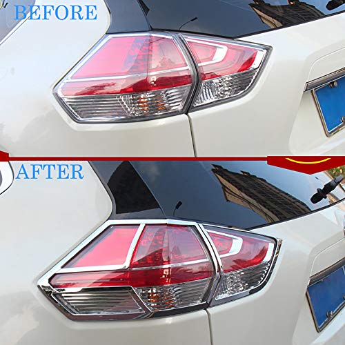 Kadore for Nissan Rogue 2014-2016 Chrome Rear Tail Lights Lamp Cover Trim Frame Exterior Accessories 4-pc