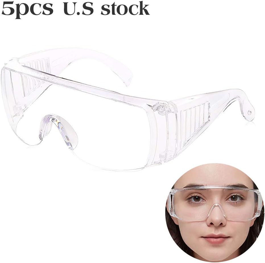 WHJ 5 Pcs Safety Glasses Goggles Protective Glasses Anti-Fog Safety Glasses, Safety Goggles for Chemical, Lab, and Workplace Safety, High Impact Resistance(White)
