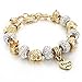 I Love You Heart Pendant Charm Beads Bracelets Gold Plated Snake Chain Glass Crystal for Mother Grandma Daughter by CHOKER