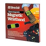 Brackit Magnetic Wristband Tool | Adjustable Magnet Wristband Powered By 12 Strong Magnets | Holds Screws, Nails, Bolts, Drill Bits & Other Metal Objects Black (Black & Yellow)
