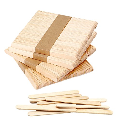 200 PCS Craft Sticks Popsicle Ice Pop Ice Cream Sticks Natural Wooden 4-1/2" Length Treat Sticks Jumbo Great for DIY Craft Creative Designs