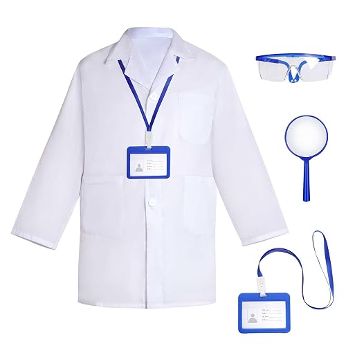 mifengda Doctor Scientist Costume Kids Lab Coat Costume and Goggles for ...
