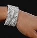 Janefashions Vegas Clear White Austrian Rhinestone Crystal Tennis Stretch Bangle Bracelet Cuff Party Bridal Evening Wear 15 Row 10 Row 5 Row 3 Row Silver Gold B820 (10-Row Silver)