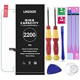 LIKEGOR New Battery Compatible with iPhone 6,2200mAh li-ion Replacement Battery with Complete Repair Tool Kits,Screen Protector,Adhesive Strips and Instruction-24 Month Warranty(for ip6)