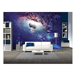 Universe Scene with Planets, Stars and Galaxies in Outer Space - Removable Wall Mural | Self-Adhesive Large Wallpaper - 66x96 inches
