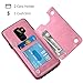 HianDier Wallet Case for Galaxy S9 Plus, Slim Protective Case with Credit Card Slot Holder Flip Folio Soft PU Leather Magnetic Closure Cover Case Compatible with Samsung Galaxy S9+ Plus, Pink