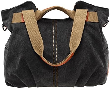 Hobo Bags For Women, Lagrge Vintage Top Handle Shoulder Handbag, Womens Shopping Canvas Bag(Black)