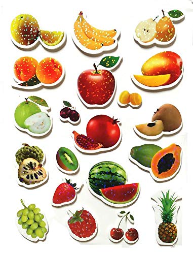 Aayam Design and Solutions Set of 20 Mini Fruits Magnetic Stickers