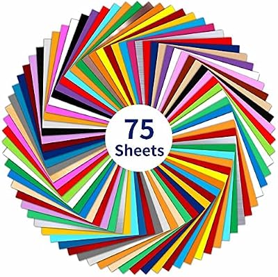 IModeur 75 Pack Permanent Vinyl Sheets 12x12 38 Colors Glossy Matte