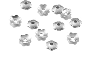 AGCFABS 1000pcs 4 mm Mini Flowers Filigree Petal Beads Caps Findings Bulk End Spacer Charms Bead Cap for Jewelry Making Supplies (Silver)
