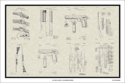 Browning Firearms Patent Collection Art | Hunter Marksman Shooter Print Wall Art Gift
