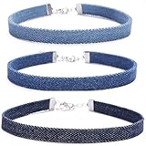3PCs Denim Jeans Choker Necklace Set Fashion Choker Women Lady Girl