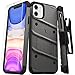 Zizo Bolt Cover - Case for iPhone 11 with Military Grade + Glass Screen Protector & Kickstand and Holster (Metal Gray/Black)