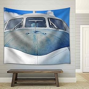 Aircraft Against Blue Sky, Close Up - Fabric Wall Tapestry Home Decor - 51x60 inches