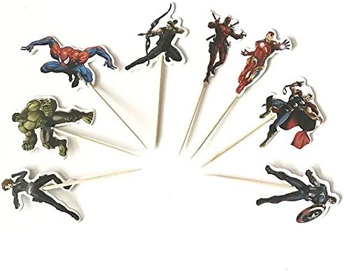 24 piece Avengers Cupcake toppers and picks,Avengers party decoration,Captain America,Hulk ,ironman,spiderman,Death pool,superhero cupcake toppers