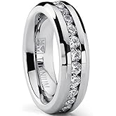 Metal Masters Ladies 2.4 Carat Eternity Titanium Ring Cubic Zirconia Wedding Band with CZ 6MM sizes 4 to 9
