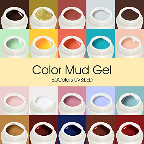 VENALISA 60 Colors Mud Gel Paint Nail Kit with Color Card Painting Drawing Nail Brush,Gel Nail Polish for Nails Art Whole Set Starter Manicure Nail Art Design Salon DIY at Home - Image 8