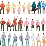Gejoy 100 Pieces Miniature People Figurines 1:75 Scale Model Trains Architectural Plastic Mini Tiny People Sitting and Standing for Diorama