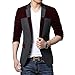 MOGU Men's 1 Button Center Vent Wool Blend Blazer Jacket US Size 36(Tag Asian Size XXL) Wine Red