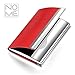 NOMĒ Womens Slim Business Card Holder - Credit Card Pocket Wallet - Red Leather Case