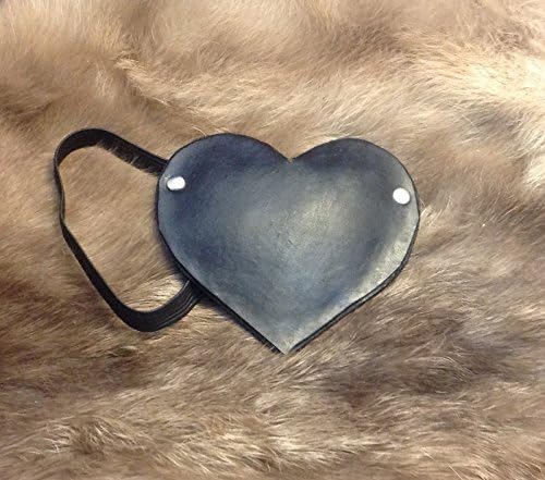 Leather Heart Shaped Eye Patch Cosplay LARP SCA Steampunk Pirate Halloween - Black