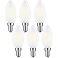 Lamsky E14 LED Bulb European Base 4W LED Chandelier Light Bulbs Dimmable 40W Equivalent,110V 5000K Daylight White,Frosted Glass Decorative Bulb,6 Pack