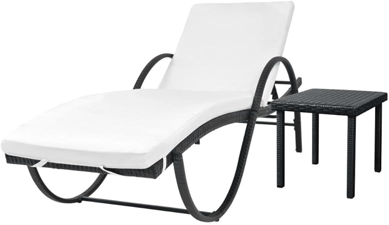 Vidaxl Chaise Longue Avec Coussin Et Table Resine Tressee Transat Jardin Amazon Fr Cuisine Maison