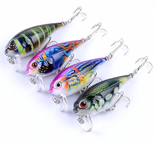 Juemenzhe Water Fishing Lures,Floating Popper,Hard Lures with Strong Hooks,Bass Crankbait 4pcs