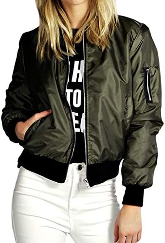 Womens Fashion Classic Quilted Jacket Short Bomber Jacket Coat size Small (Green)