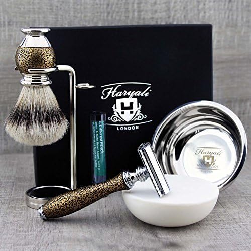 Haryali London, 5 pcs Shaving Kit for Men, Synthetic Silvertip Shaving Brush Set including Double Edge Razor, Shaving Stand - Image 3