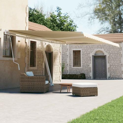 CHARMMA Retractable Awning Cream Powder-Coated Aluminum 236.2 x 118.1 in,Window & Door Awnings-3069597