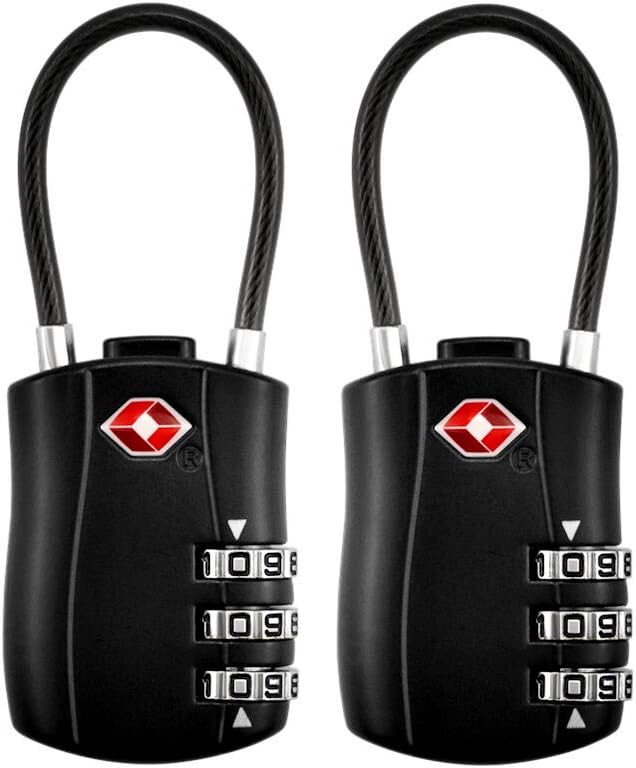 TSA Luggage Locks (2 Pack),3 Digit Security Padlock,Combination Lock,Approved Travel Cable Locks for Suitcases Luggage Bag Toolbox Case