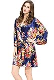 Bridesmaids Robes Floral Wedding Bride by Endless Envy (Navy)