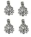 Old School Geekery 4 Pack of Lotus Blossom Bead Cage Brand Jewelry Making Supplies - Hollow Silver Plated Bead Cage Pendant