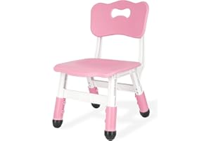 JIAOQIU Kids Height Adjustable Toddler Chair Max Load 220LBS Plastic Indoor Outdoor for Children Age 1-6 School Home Daycare Use Pink