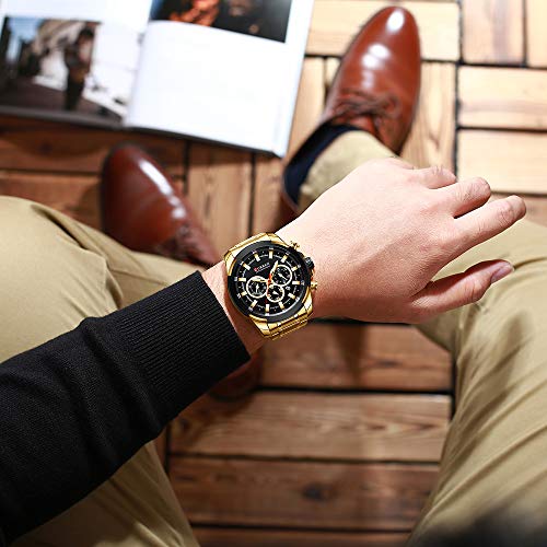 Curren hombres negocios reloj exquisito clásico aleación caso acero inoxidable pulsera banda reloj moda 3 ATM impermeable cuarzo reloj - Imagen 5