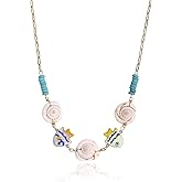 Winssigma Delicate Seashell Charms Stainless Steel Necklace for Women, Gold Chain with Tropical Fish, Starfish, Conch Cute Summber Beach Jewelry