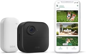 Blink-Kamera Outdoor 4 | Kabellose intelligente HD-Sicherheitskamera, zwei Jahre Batterielaufzeit, funktioniert mit Alexa | 1-Kamera-System mit enthaltenem Sync Module Core | IP65