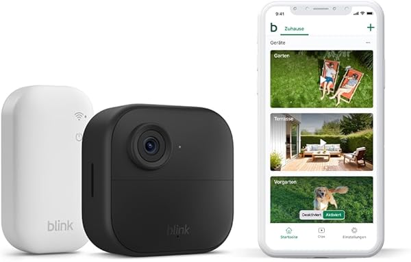 Blink-Kamera Outdoor 4 | Kabellose intelligente HD-Sicherheitskamera, zwei Jahre Batterielaufzeit, funktioniert mit Alexa | 1-Kamera-System mit enthaltenem Sync Module Core | IP65