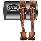AKTIVX SPORTS LACES - No Tie Shoelaces that Lock - Replacement Elastic Shoelaces, Athletic Laces for Running Gear Accessories, Mens Womens or Kids Shoes, Fitness Exercise Equipment (Brown)