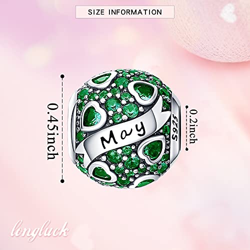 LONGLUCK 925 Sterling Silver Charm With Cubic Zirconia - For Bracelets & Necklaces, Jewelry Making Gift