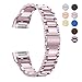 Oitom Stainless Steel Bands Compatilbe with Fitbit Charge 2,Premium Stainless Steel SS Metal Replacement Watch Band Strap for Smart Fitness Watch(Sakura Pink)
