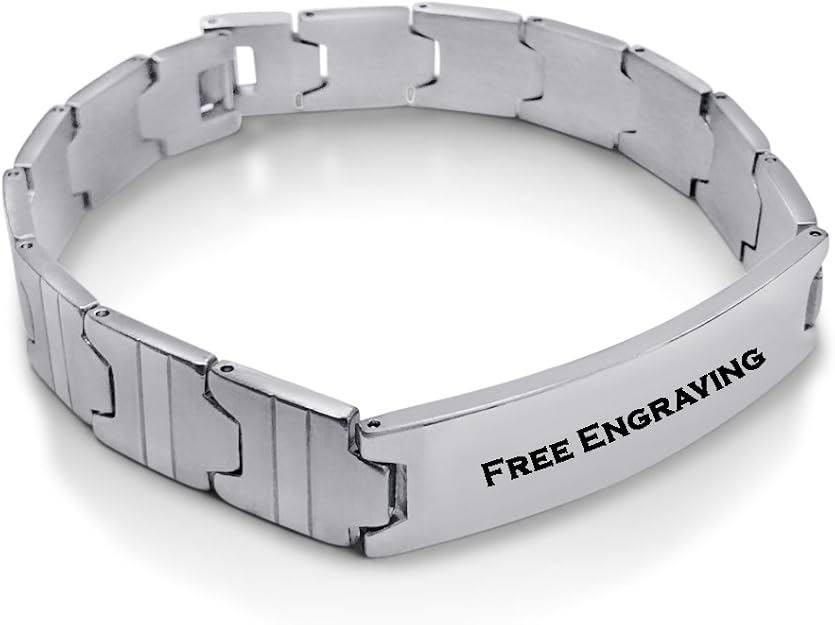 EngraveKING Personalized ID Stainless Steel Unisex Bracelet